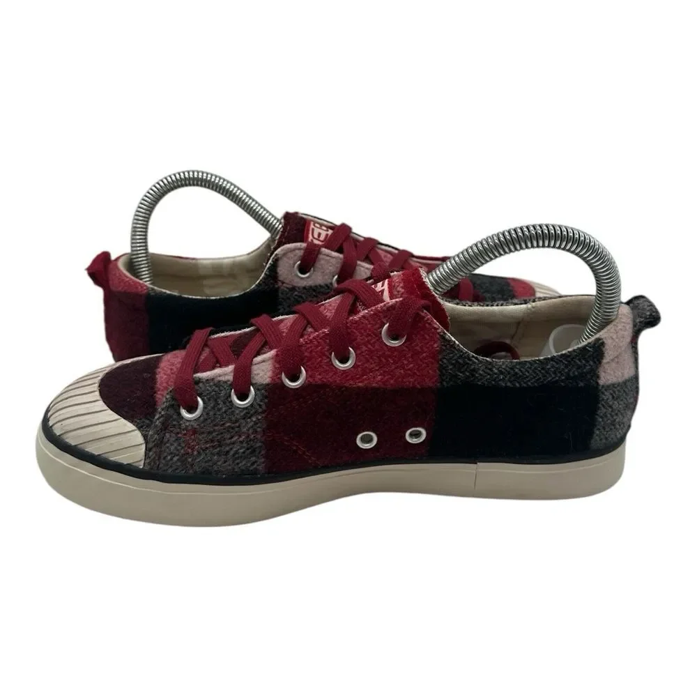 Keen Elsa Sneakers Women's Size 7 Red Gray Buffalo‎ Plaid Lace Up Shoes 1017968